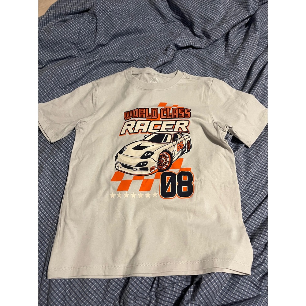 Wonder Nation Boys World Class Racer Graphic‎ T-Shirt Gray Orange Size M 8